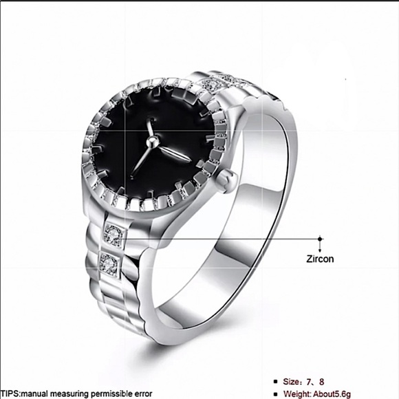 NEW STERLING SILVER CLOCK FACE RING - Picture 6 of 6